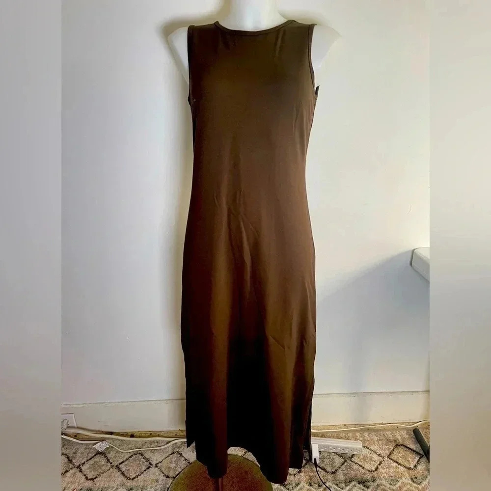 Talbots Petites Maxi‎ Brown Keyhole Back Tank Dress Size P Small EUC!